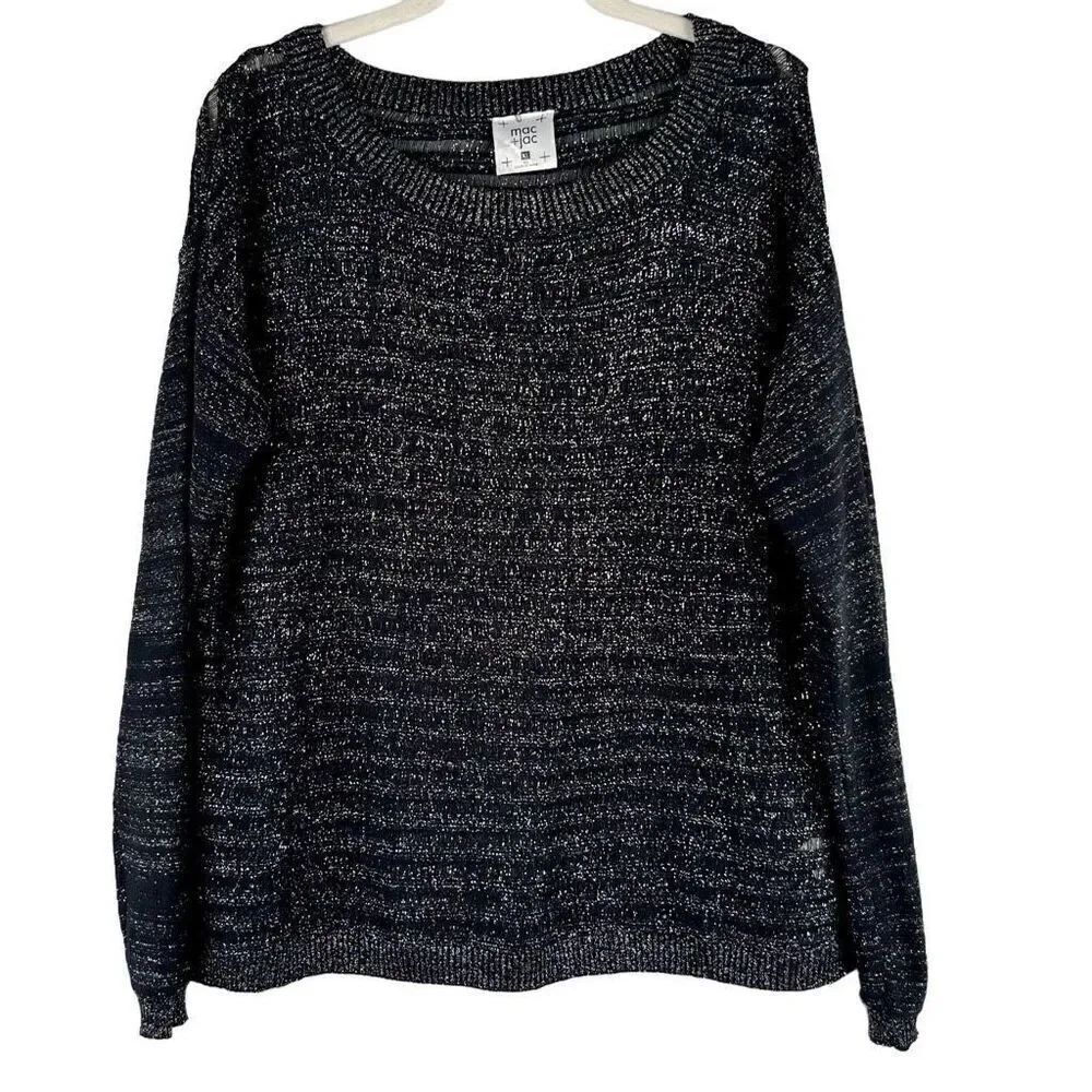 Mac + Jac Striped Metallic Sweater XL